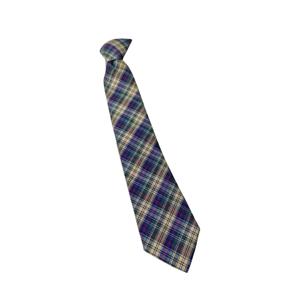 Baby Toddler Necktie Tie 12M - 18M Blue Green Plaid Tartan Check Wedding Easter